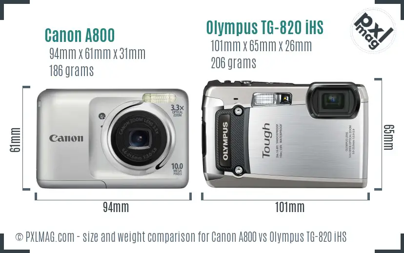 Canon A800 vs Olympus TG-820 iHS size comparison