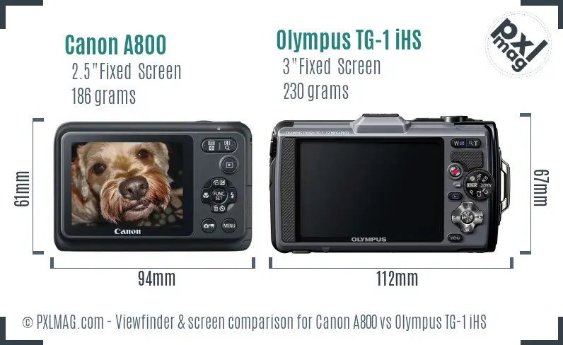 Canon A800 vs Olympus TG-1 iHS Screen and Viewfinder comparison Canon A800 vs Olympus TG-1 iHS Screen and Viewfinder comparison