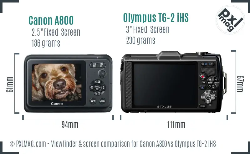 Canon A800 vs Olympus TG-2 iHS Screen and Viewfinder comparison