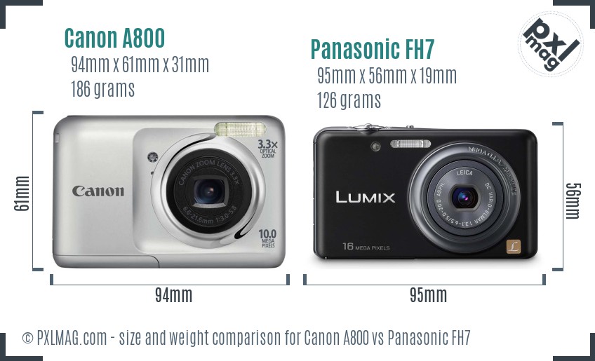 Canon A800 vs Panasonic FH7 size comparison Canon A800 vs Panasonic FH7 size comparison