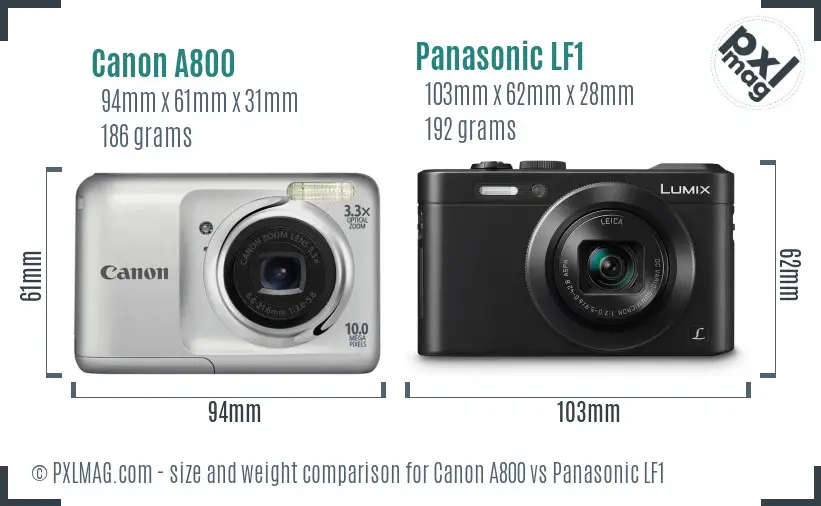 Canon A800 vs Panasonic LF1 size comparison