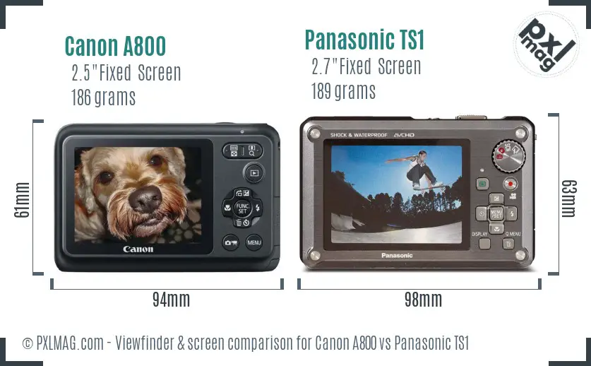 Canon A800 vs Panasonic TS1 Screen and Viewfinder comparison Canon A800 vs Panasonic TS1 Screen and Viewfinder comparison