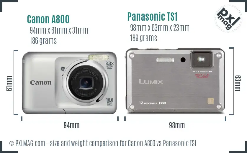 Canon A800 vs Panasonic TS1 size comparison Canon A800 vs Panasonic TS1 size comparison