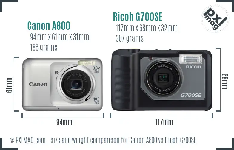 Canon A800 vs Ricoh G700SE size comparison Canon A800 vs Ricoh G700SE size comparison