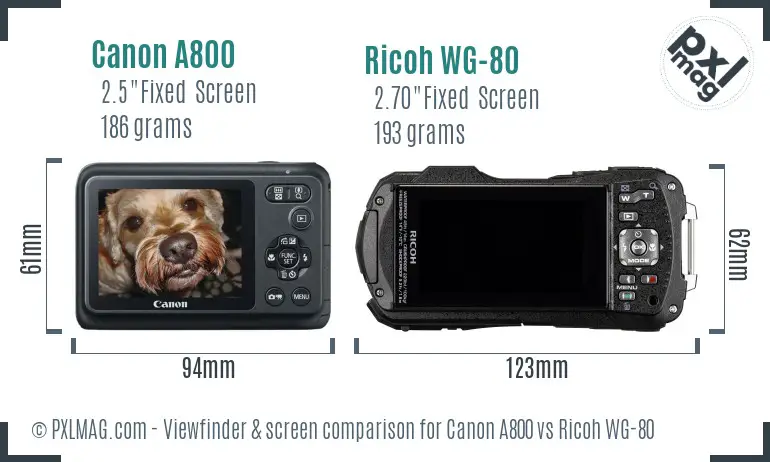 Canon A800 vs Ricoh WG-80 Screen and Viewfinder comparison Canon A800 vs Ricoh WG-80 Screen and Viewfinder comparison