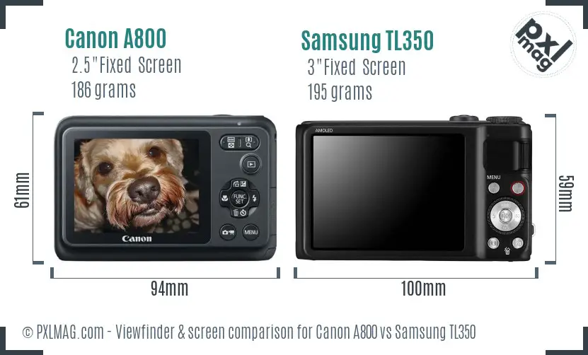 Canon A800 vs Samsung TL350 Screen and Viewfinder comparison Canon A800 vs Samsung TL350 Screen and Viewfinder comparison