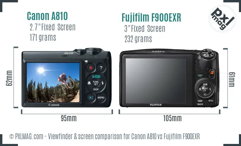 Canon A810 vs Fujifilm F900EXR Screen and Viewfinder comparison Canon A810 vs Fujifilm F900EXR Screen and Viewfinder comparison