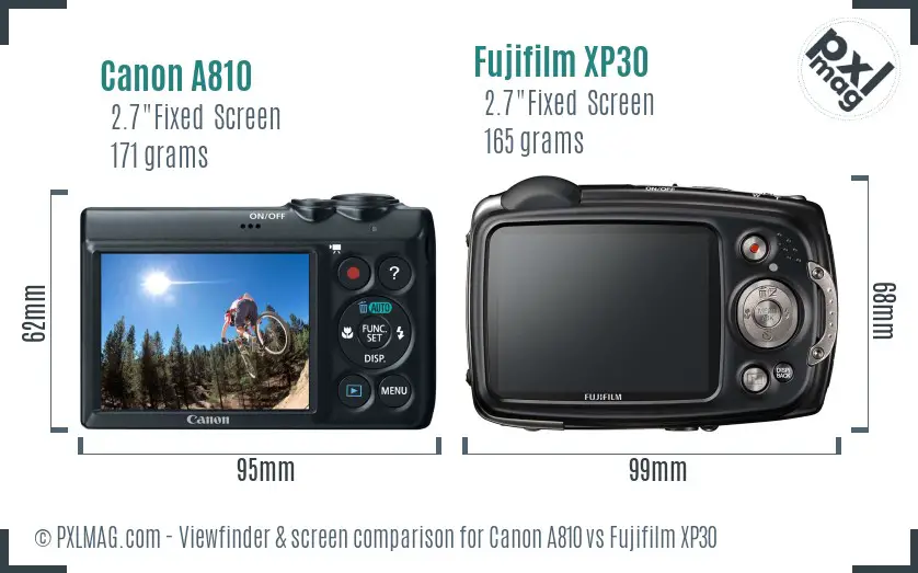 Canon A810 vs Fujifilm XP30 Screen and Viewfinder comparison Canon A810 vs Fujifilm XP30 Screen and Viewfinder comparison