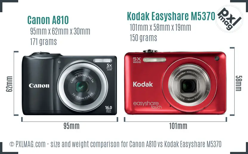 Canon A810 vs Kodak Easyshare M5370 size comparison Canon A810 vs Kodak Easyshare M5370 size comparison