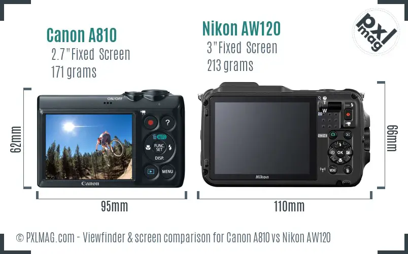 Canon A810 vs Nikon AW120 Screen and Viewfinder comparison Canon A810 vs Nikon AW120 Screen and Viewfinder comparison
