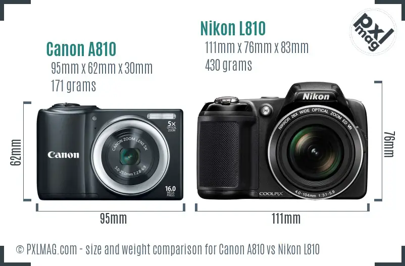 Canon A810 vs Nikon L810 size comparison Canon A810 vs Nikon L810 size comparison