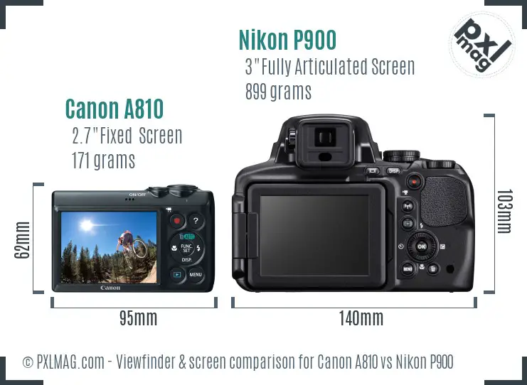Canon A810 vs Nikon P900 Screen and Viewfinder comparison Canon A810 vs Nikon P900 Screen and Viewfinder comparison