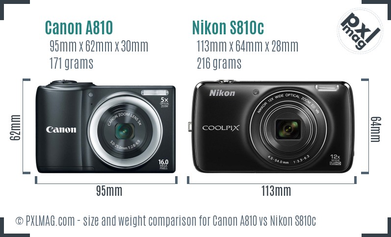 Canon A810 vs Nikon S810c size comparison Canon A810 vs Nikon S810c size comparison