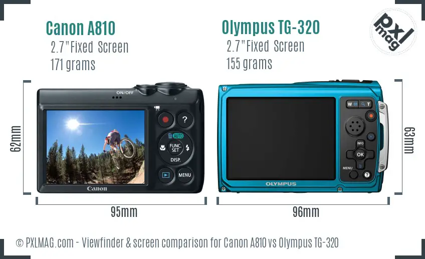 Canon A810 vs Olympus TG-320 Screen and Viewfinder comparison Canon A810 vs Olympus TG-320 Screen and Viewfinder comparison