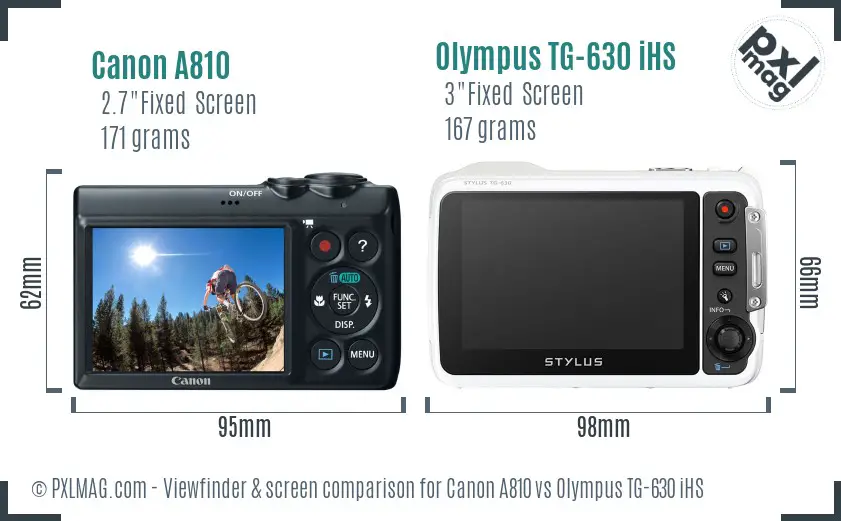 Canon A810 vs Olympus TG-630 iHS Screen and Viewfinder comparison Canon A810 vs Olympus TG-630 iHS Screen and Viewfinder comparison