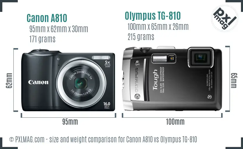 Canon A810 vs Olympus TG-810 size comparison Canon A810 vs Olympus TG-810 size comparison