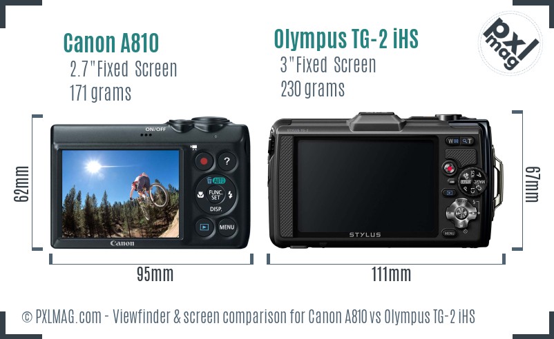 Canon A810 vs Olympus TG-2 iHS Screen and Viewfinder comparison