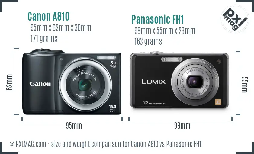 Canon A810 vs Panasonic FH1 size comparison