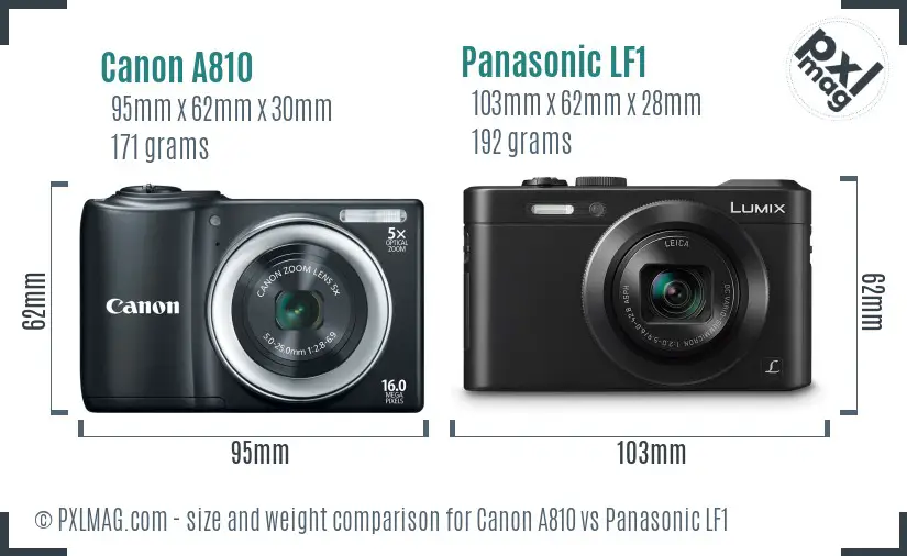 Canon A810 vs Panasonic LF1 size comparison