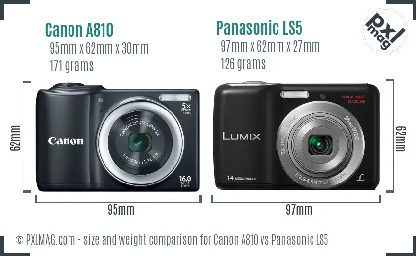 Canon A810 vs Panasonic LS5 size comparison Canon A810 vs Panasonic LS5 size comparison