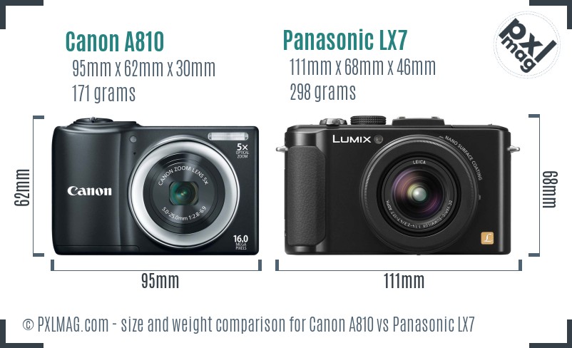 Canon A810 vs Panasonic LX7 size comparison Canon A810 vs Panasonic LX7 size comparison