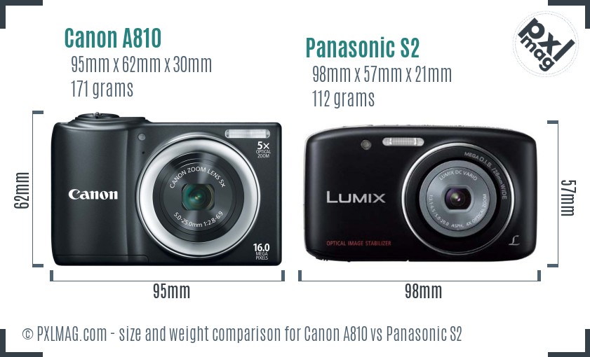 Canon A810 vs Panasonic S2 size comparison Canon A810 vs Panasonic S2 size comparison
