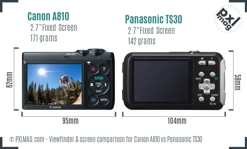 Canon A810 vs Panasonic TS30 Screen and Viewfinder comparison Canon A810 vs Panasonic TS30 Screen and Viewfinder comparison