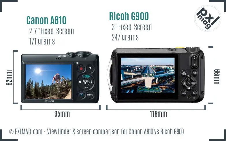 Canon A810 vs Ricoh G900 Screen and Viewfinder comparison Canon A810 vs Ricoh G900 Screen and Viewfinder comparison