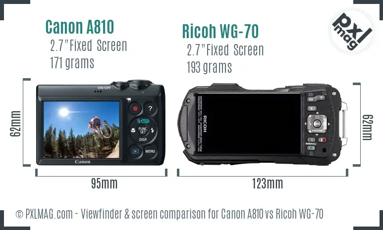 Canon A810 vs Ricoh WG-70 Screen and Viewfinder comparison Canon A810 vs Ricoh WG-70 Screen and Viewfinder comparison