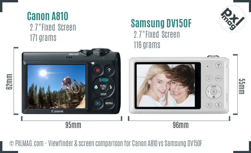 Canon A810 vs Samsung DV150F Screen and Viewfinder comparison Canon A810 vs Samsung DV150F Screen and Viewfinder comparison