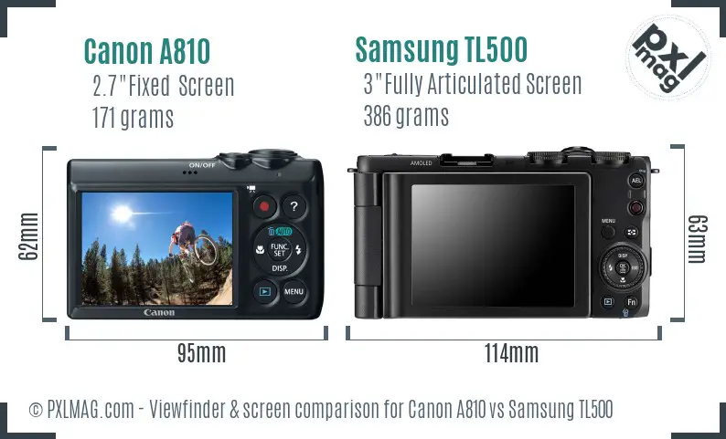 Canon A810 vs Samsung TL500 Screen and Viewfinder comparison Canon A810 vs Samsung TL500 Screen and Viewfinder comparison