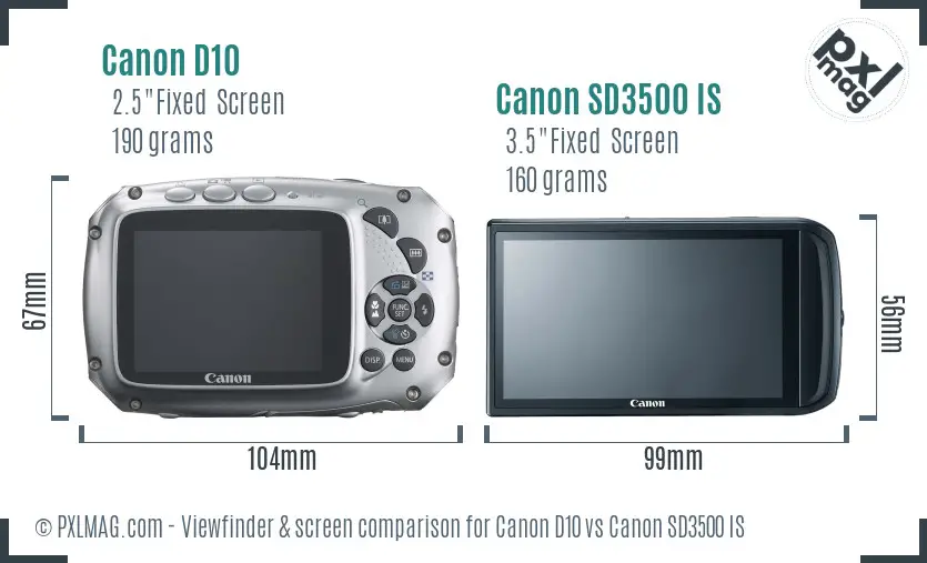 Canon D10 vs Canon SD3500 IS Screen and Viewfinder comparison Canon D10 vs Canon SD3500 IS Screen and Viewfinder comparison