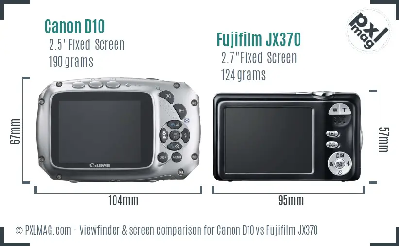 Canon D10 vs Fujifilm JX370 Screen and Viewfinder comparison