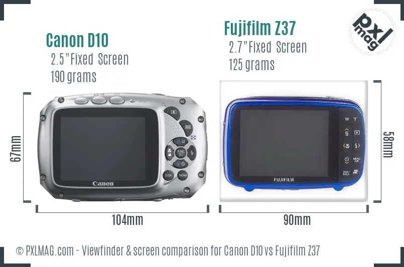 Canon D10 vs Fujifilm Z37 Screen and Viewfinder comparison Canon D10 vs Fujifilm Z37 Screen and Viewfinder comparison