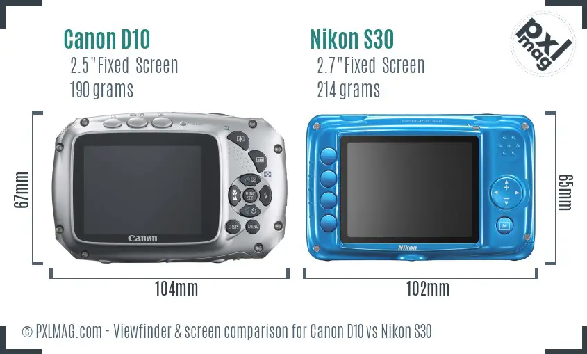Canon D10 vs Nikon S30 Screen and Viewfinder comparison Canon D10 vs Nikon S30 Screen and Viewfinder comparison