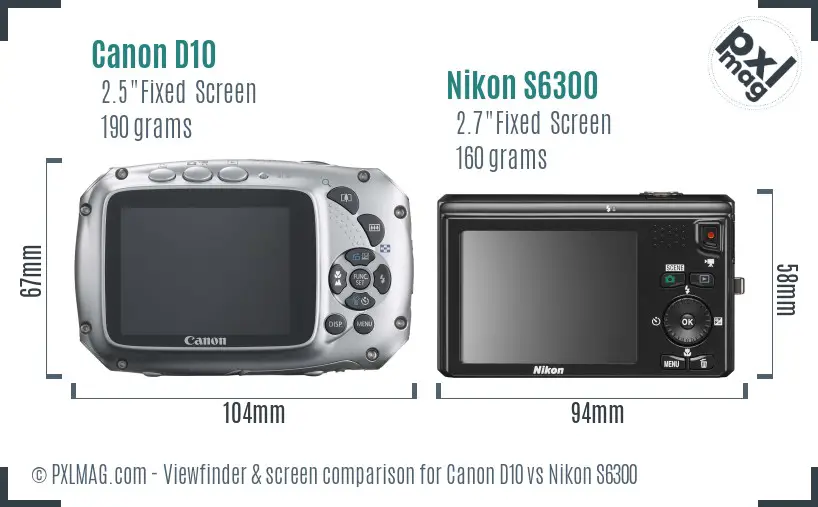 Canon D10 vs Nikon S6300 Screen and Viewfinder comparison Canon D10 vs Nikon S6300 Screen and Viewfinder comparison