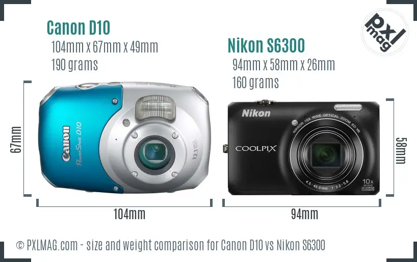 Canon D10 vs Nikon S6300 size comparison Canon D10 vs Nikon S6300 size comparison