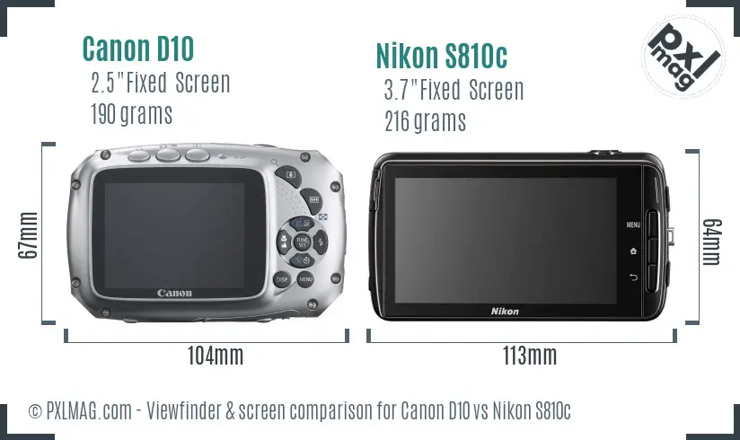 Canon D10 vs Nikon S810c Screen and Viewfinder comparison Canon D10 vs Nikon S810c Screen and Viewfinder comparison