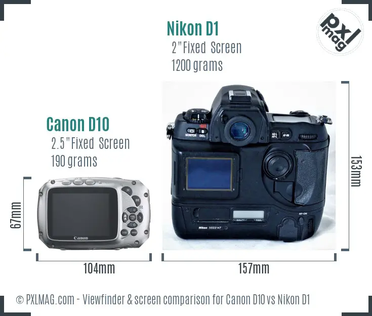 Canon D10 vs Nikon D1 Screen and Viewfinder comparison Canon D10 vs Nikon D1 Screen and Viewfinder comparison