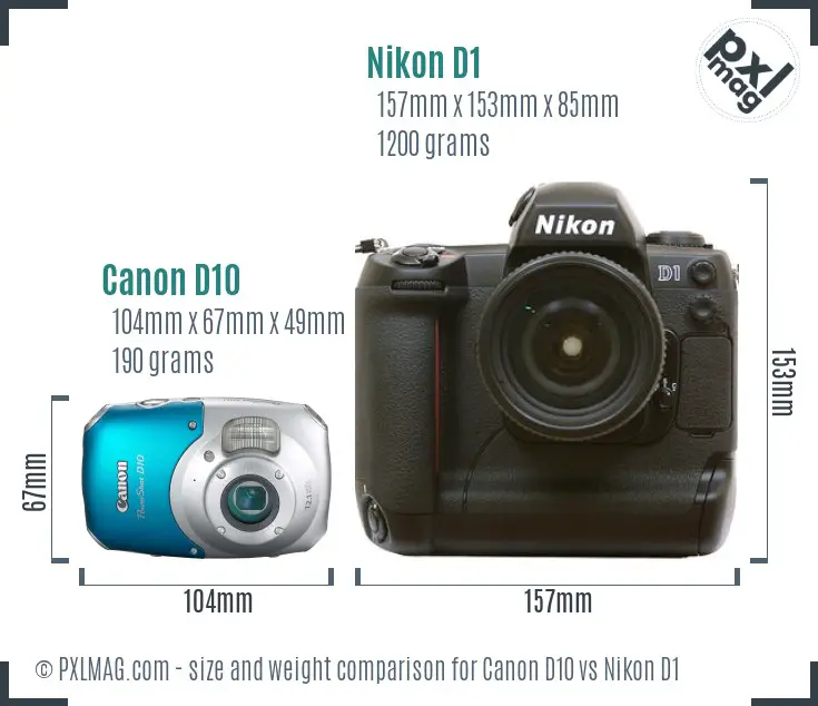 Canon D10 vs Nikon D1 size comparison Canon D10 vs Nikon D1 size comparison