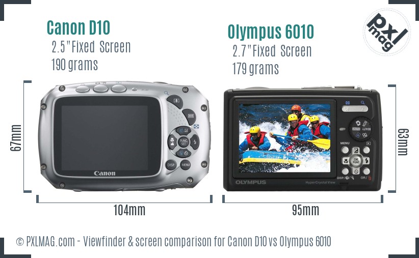 Canon D10 vs Olympus 6010 Screen and Viewfinder comparison