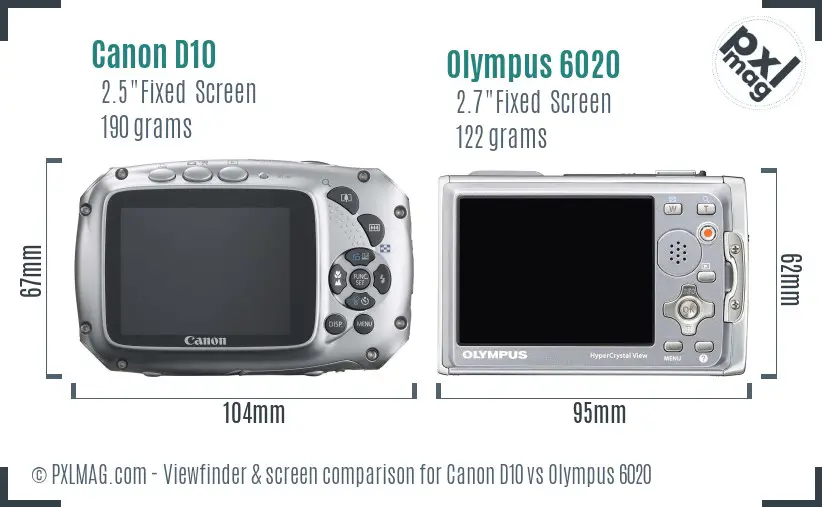 Canon D10 vs Olympus 6020 Screen and Viewfinder comparison Canon D10 vs Olympus 6020 Screen and Viewfinder comparison