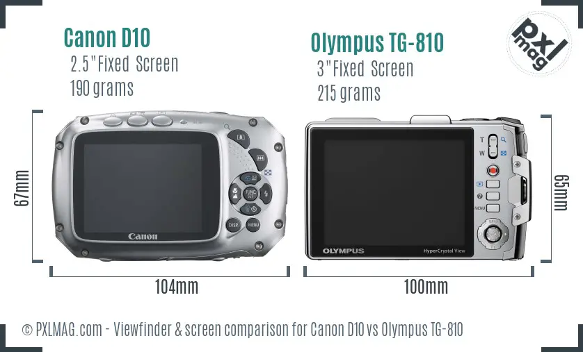 Canon D10 vs Olympus TG-810 Screen and Viewfinder comparison