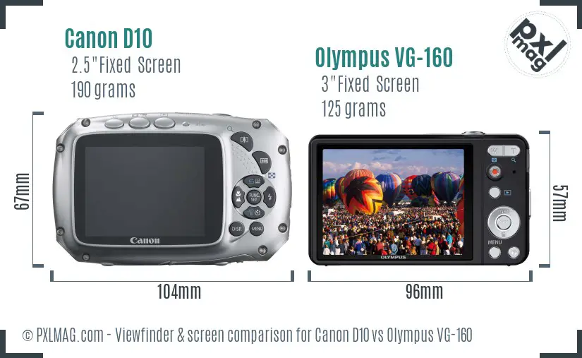 Canon D10 vs Olympus VG-160 Screen and Viewfinder comparison Canon D10 vs Olympus VG-160 Screen and Viewfinder comparison