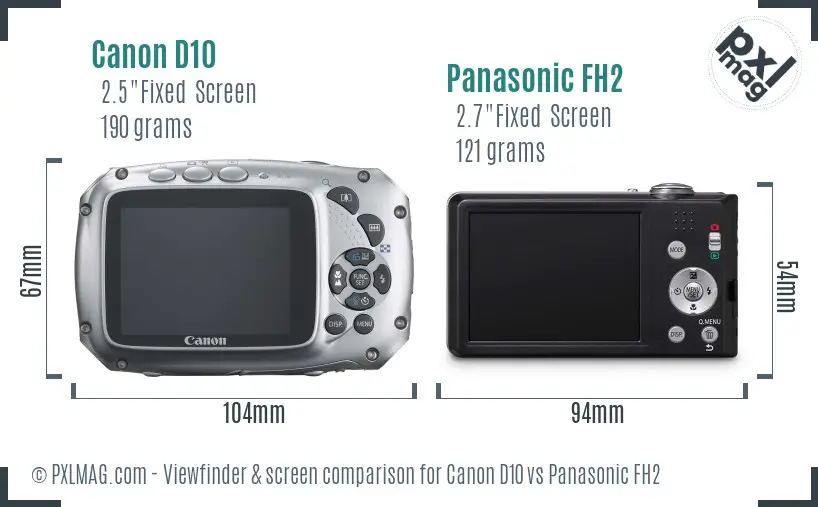 Canon D10 vs Panasonic FH2 Screen and Viewfinder comparison