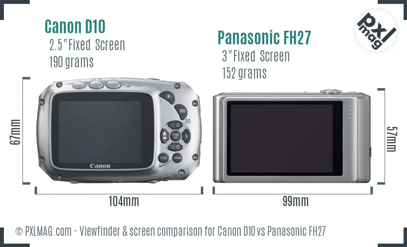Canon D10 vs Panasonic FH27 Screen and Viewfinder comparison