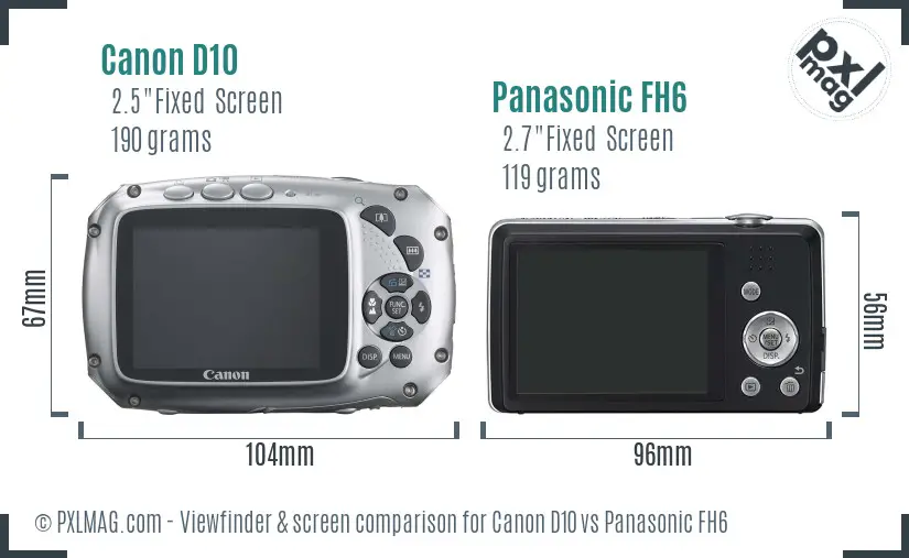 Canon D10 vs Panasonic FH6 Screen and Viewfinder comparison