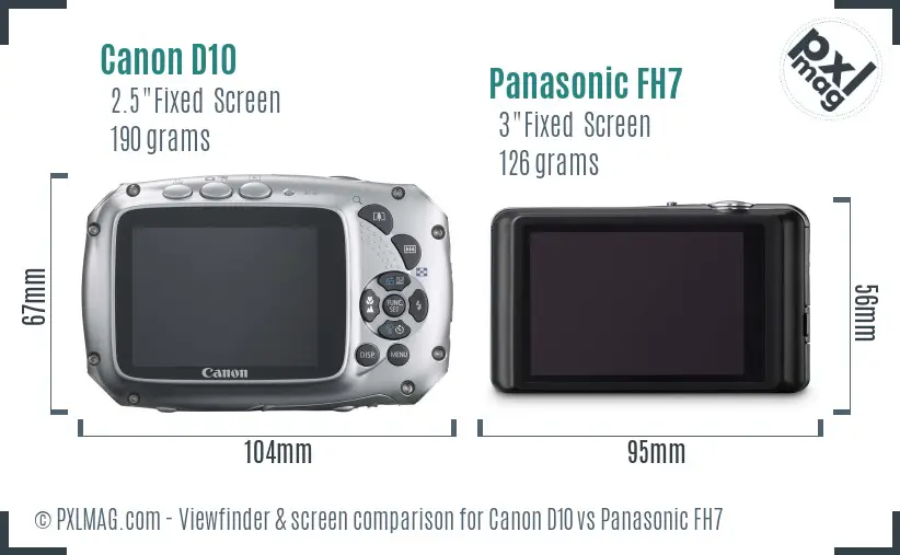 Canon D10 vs Panasonic FH7 Screen and Viewfinder comparison