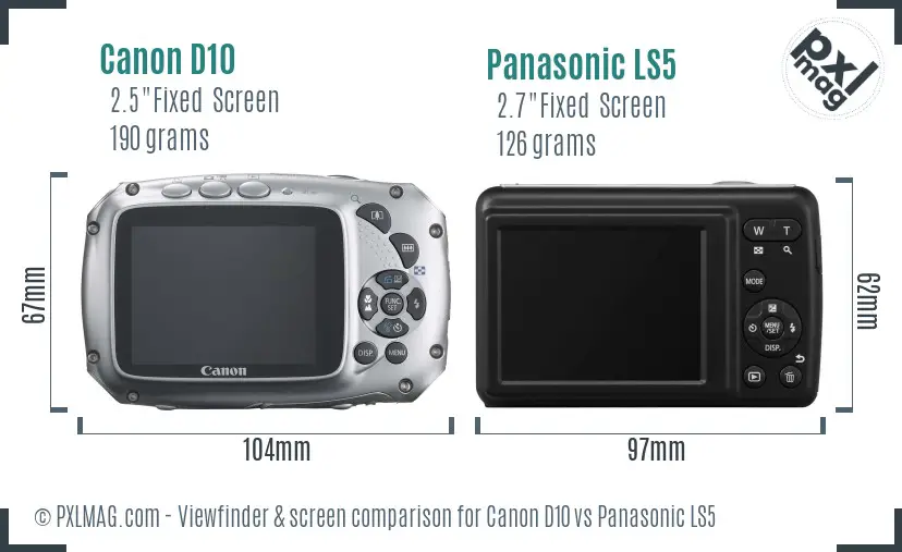 Canon D10 vs Panasonic LS5 Screen and Viewfinder comparison