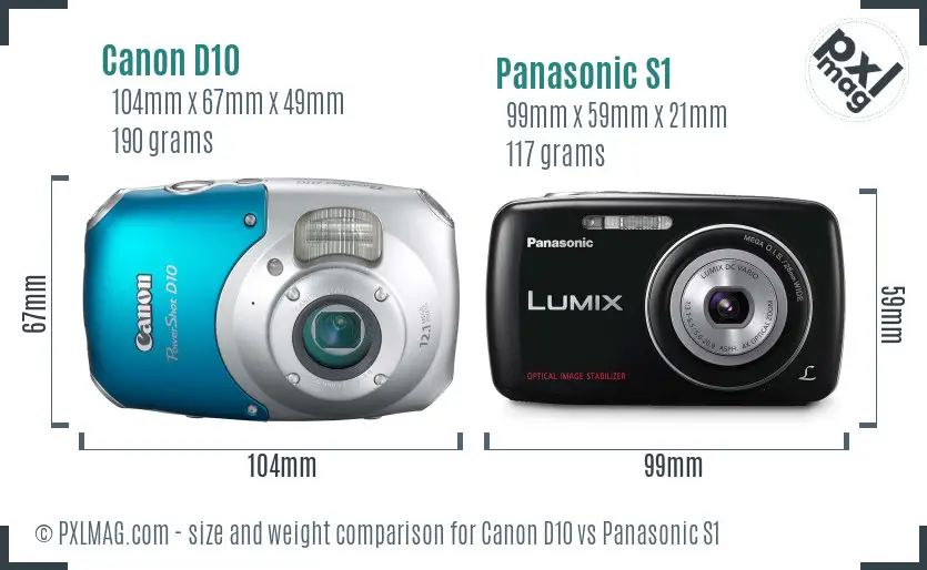 Canon D10 vs Panasonic S1 size comparison